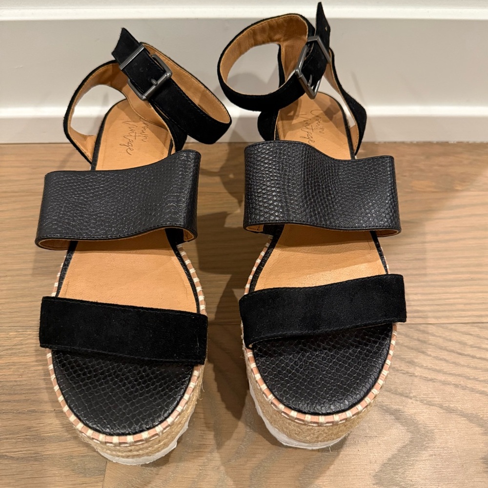Crown Vintage Black Platform Espadrille Sandals